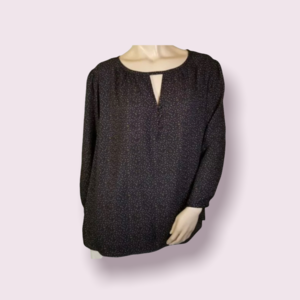 NWT 1. State Golden Hour Rich Black Speckled 2X Blouse Top